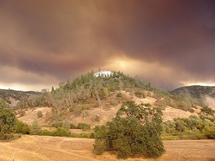 Cache Creek peak during fire